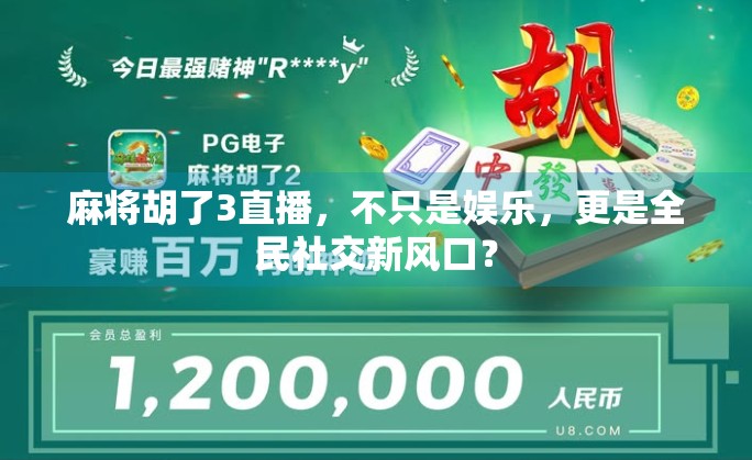 麻将胡了3直播，不只是娱乐，更是全民社交新风口？